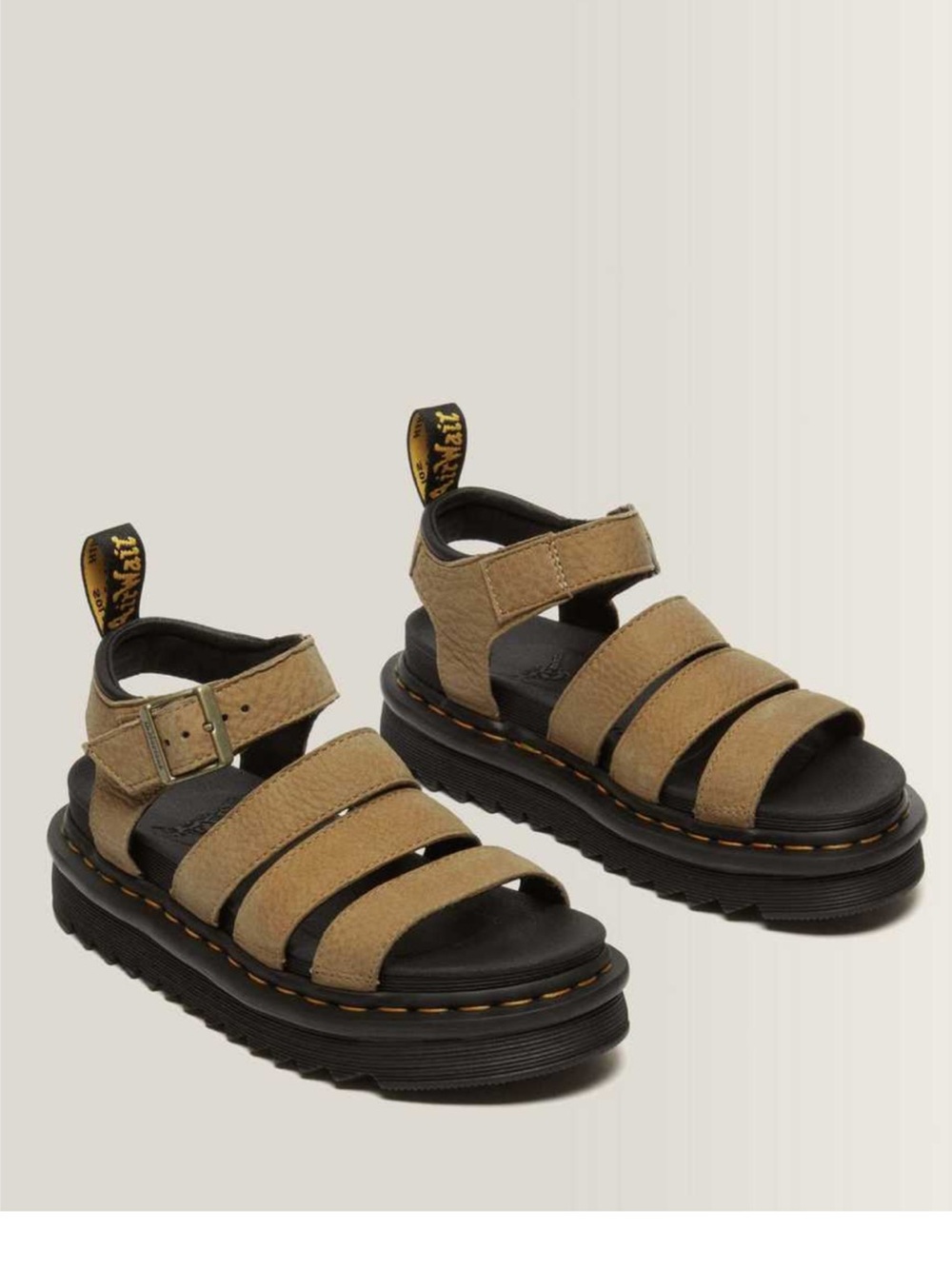 Dr Martens Blaire Tumbled Nubuck Platform Sandals- Savannah Tan Size US 9